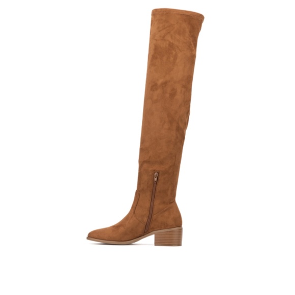 New York & Company Womens Rana Stacked Heel Over the Knee Boots, 9 Medium, Brown - Picture 3 of 5